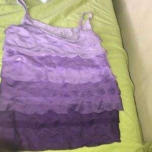 Purple ruffled tank top